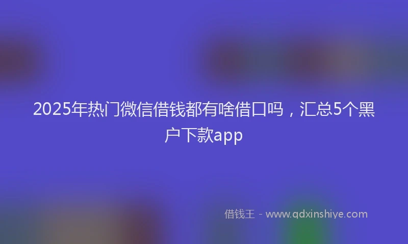 2025年热门微信借钱都有啥借口吗，汇总5个黑户下款app