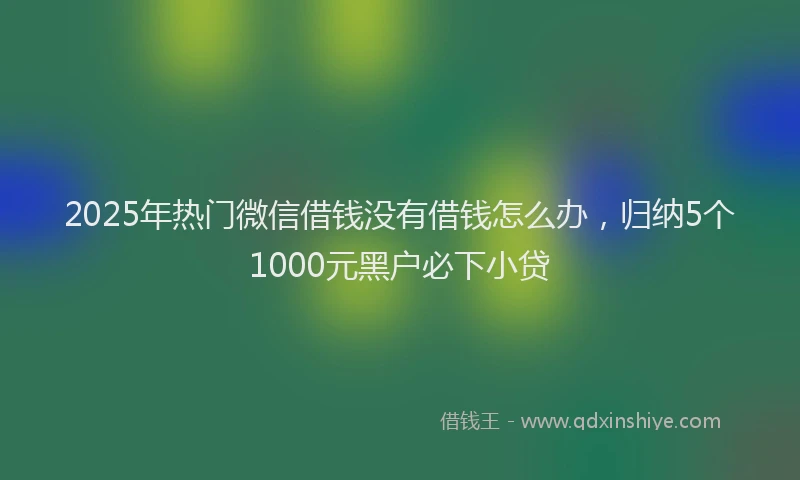 2025年热门微信借钱没有借钱怎么办，归纳5个1000元黑户必下小贷