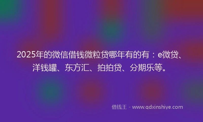 2025年的微信借钱微粒贷哪年有的有：e微贷、洋钱罐、东方汇、拍拍贷、分期乐等。