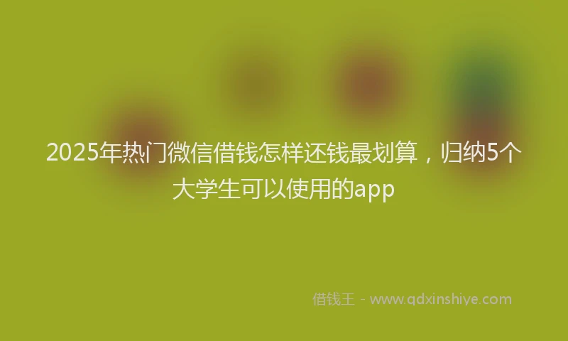 2025年热门微信借钱怎样还钱最划算，归纳5个大学生可以使用的app