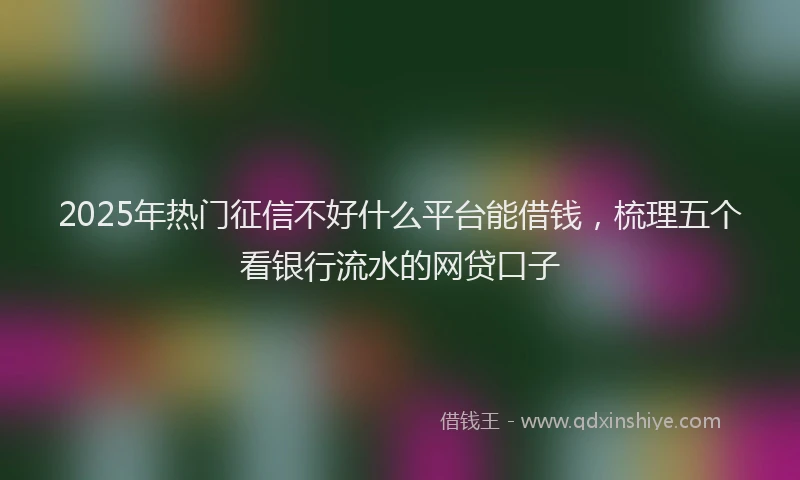 2025年热门征信不好什么平台能借钱，梳理五个看银行流水的网贷口子