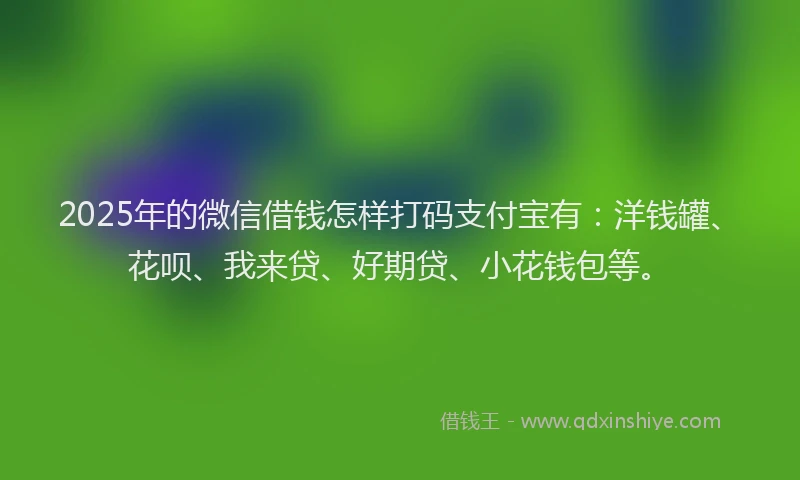 2025年的微信借钱怎样打码支付宝有：洋钱罐、花呗、我来贷、好期贷、小花钱包等。