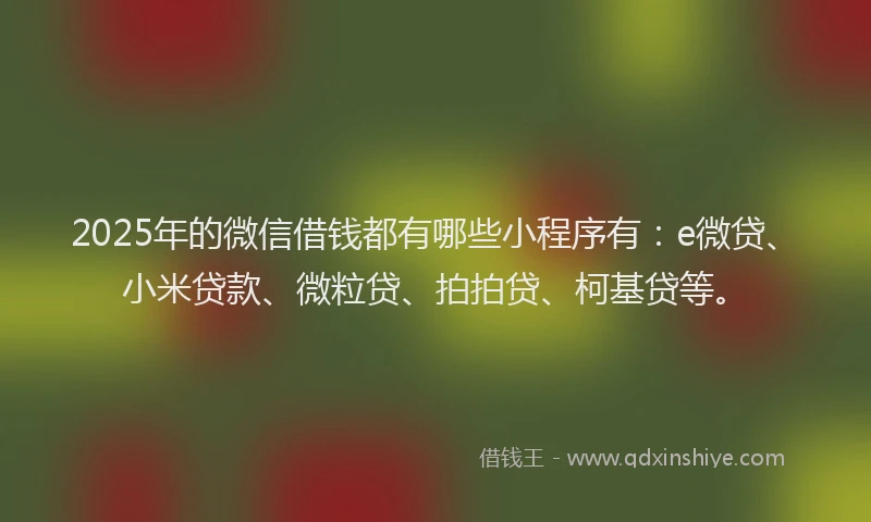 2025年的微信借钱都有哪些小程序有：e微贷、小米贷款、微粒贷、拍拍贷、柯基贷等。