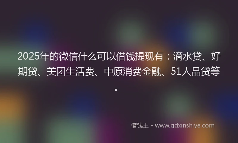 2025年的微信什么可以借钱提现有：滴水贷、好期贷、美团生活费、中原消费金融、51人品贷等。
