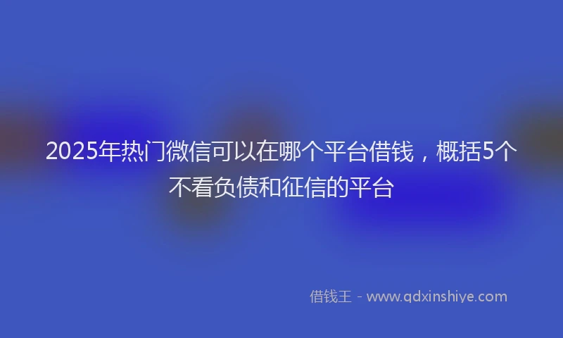 2025年热门微信可以在哪个平台借钱，概括5个不看负债和征信的平台