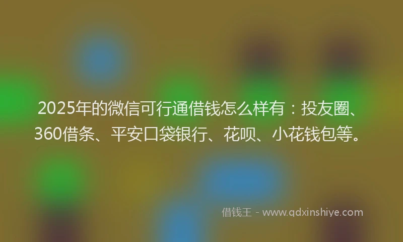 2025年的微信可行通借钱怎么样有：投友圈、360借条、平安口袋银行、花呗、小花钱包等。