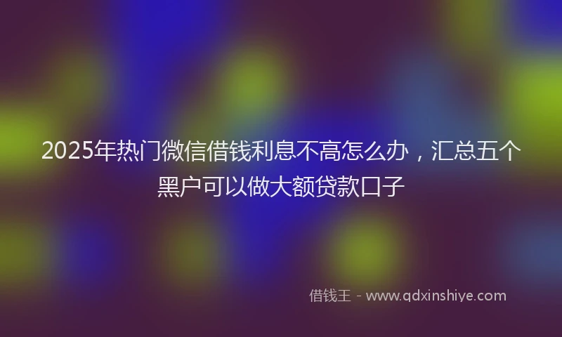 2025年热门微信借钱利息不高怎么办，汇总五个黑户可以做大额贷款口子