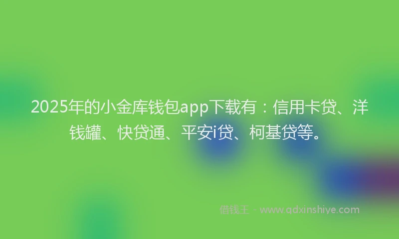 2025年的小金库钱包app下载有：信用卡贷、洋钱罐、快贷通、平安i贷、柯基贷等。