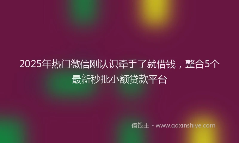 2025年热门微信刚认识牵手了就借钱，整合5个最新秒批小额贷款平台