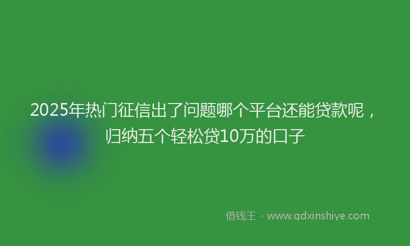 2025年热门征信出了问题哪个平台还能贷款呢，归纳五个轻松贷10万的口子
