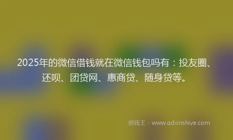 2025年的微信借钱就在微信钱包吗有：投友圈、还呗、团贷网、惠商贷、随身贷等。