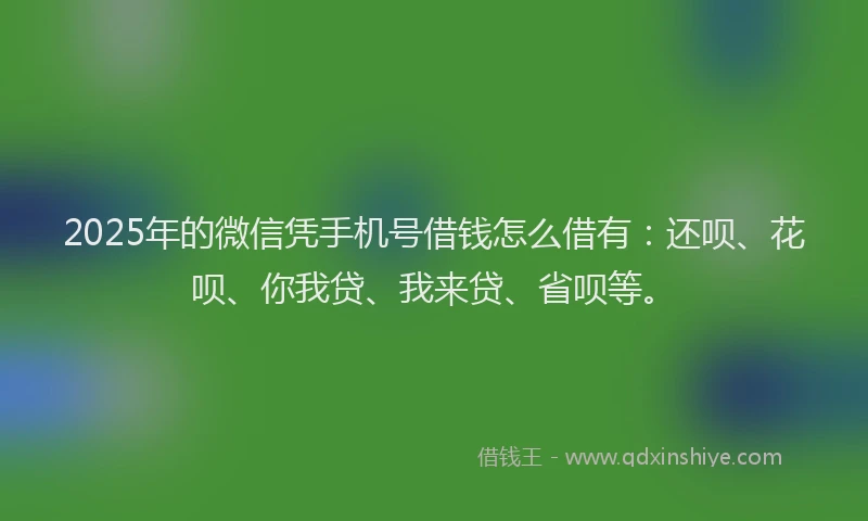 2025年的微信凭手机号借钱怎么借有：还呗、花呗、你我贷、我来贷、省呗等。