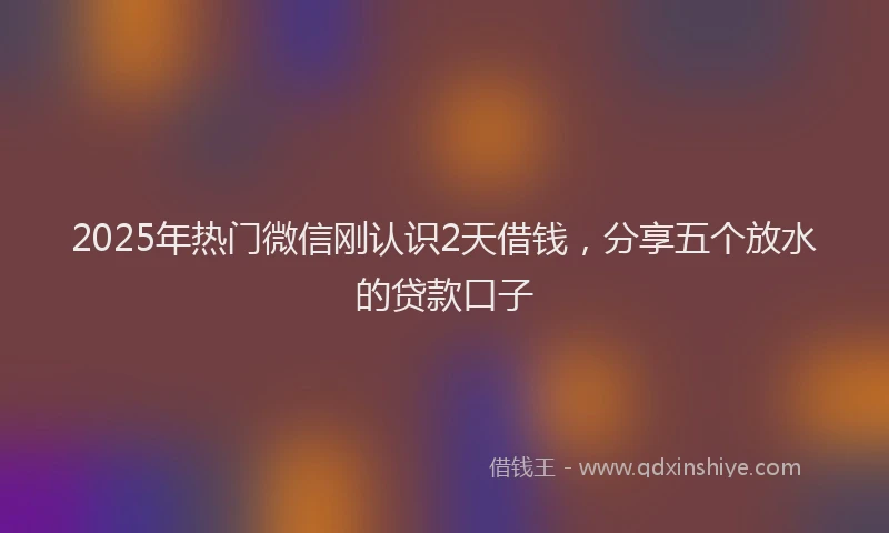 2025年热门微信刚认识2天借钱，分享五个放水的贷款口子