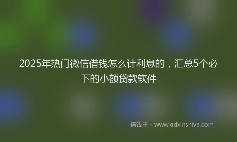 2025年热门微信借钱怎么计利息的，汇总5个必下的小额贷款软件