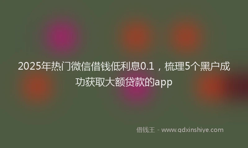 2025年热门微信借钱低利息0.1，梳理5个黑户成功获取大额贷款的app