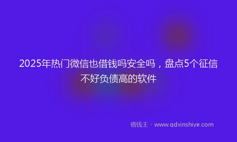 2025年热门微信也借钱吗安全吗，盘点5个征信不好负债高的软件