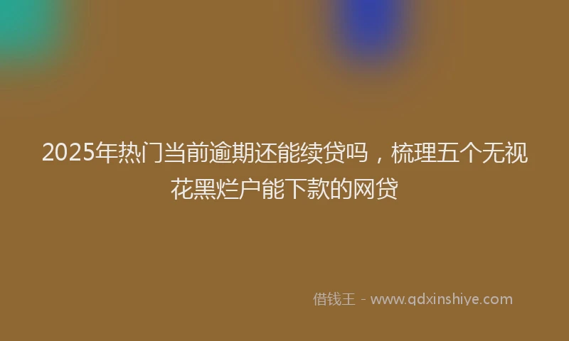 2025年热门当前逾期还能续贷吗，梳理五个无视花黑烂户能下款的网贷