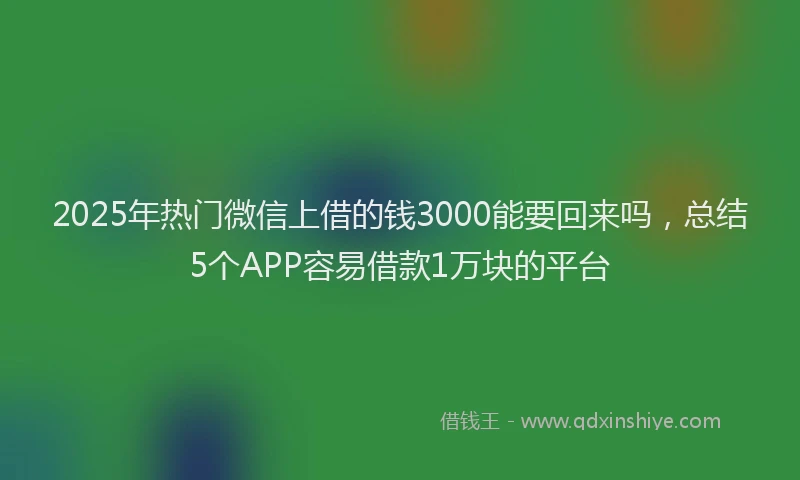 2025年热门微信上借的钱3000能要回来吗，总结5个APP容易借款1万块的平台