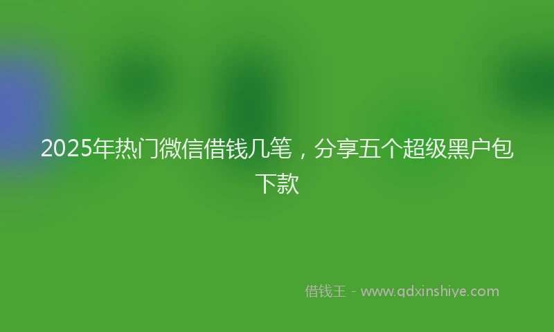 2025年热门微信借钱几笔，分享五个超级黑户包下款