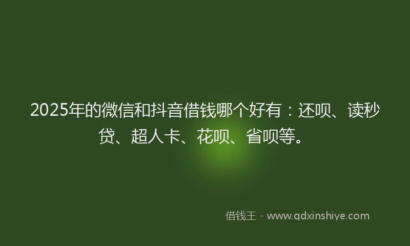 2025年的微信和抖音借钱哪个好有：还呗、读秒贷、超人卡、花呗、省呗等。