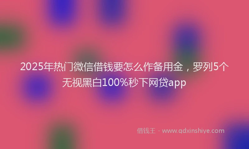 2025年热门微信借钱要怎么作备用金，罗列5个无视黑白100%秒下网贷app