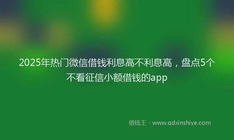 2025年热门微信借钱利息高不利息高，盘点5个不看征信小额借钱的app