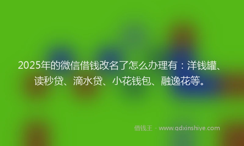 2025年的微信借钱改名了怎么办理有：洋钱罐、读秒贷、滴水贷、小花钱包、融逸花等。