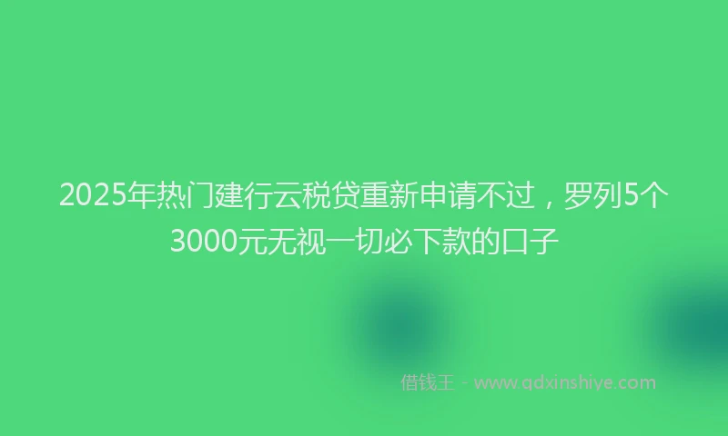 2025年热门建行云税贷重新申请不过，罗列5个3000元无视一切必下款的口子