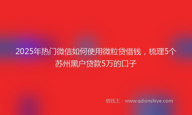 2025年热门微信如何使用微粒贷借钱，梳理5个苏州黑户贷款5万的口子