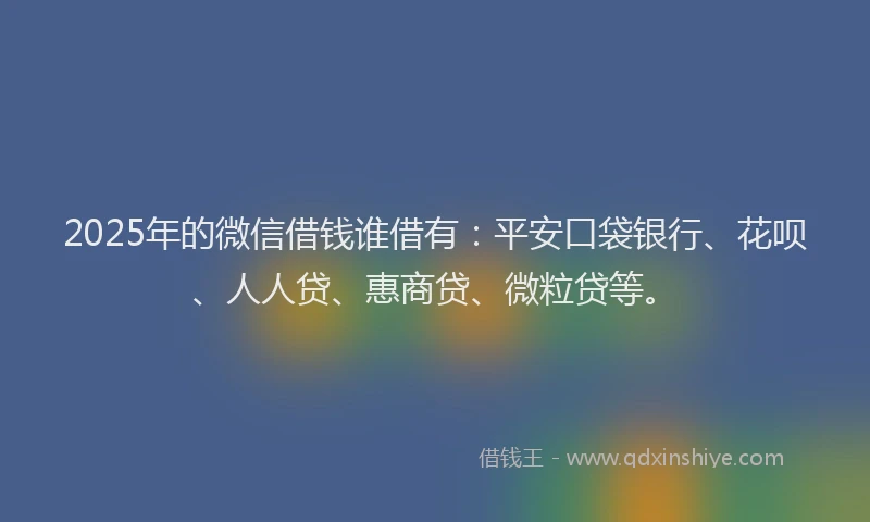 2025年的微信借钱谁借有：平安口袋银行、花呗、人人贷、惠商贷、微粒贷等。