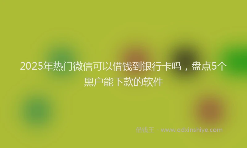 2025年热门微信可以借钱到银行卡吗，盘点5个黑户能下款的软件