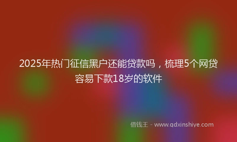 2025年热门征信黑户还能贷款吗，梳理5个网贷容易下款18岁的软件