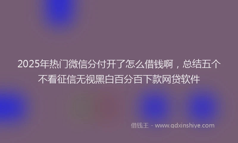 2025年热门微信分付开了怎么借钱啊，总结五个不看征信无视黑白百分百下款网贷软件