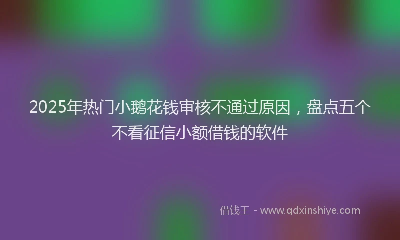 2025年热门小鹅花钱审核不通过原因，盘点五个不看征信小额借钱的软件