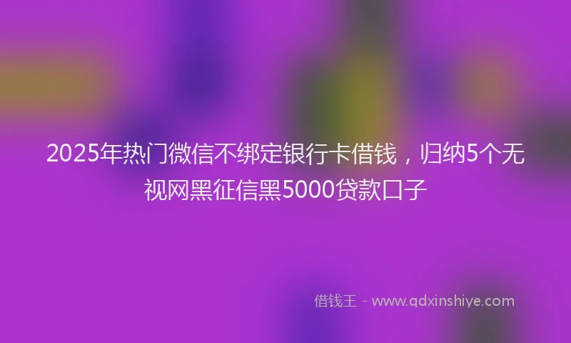 2025年热门微信不绑定银行卡借钱，归纳5个无视网黑征信黑5000贷款口子