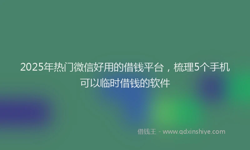 2025年热门微信好用的借钱平台，梳理5个手机可以临时借钱的软件