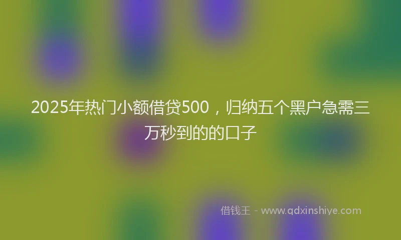 2025年热门小额借贷500，归纳五个黑户急需三万秒到的的口子