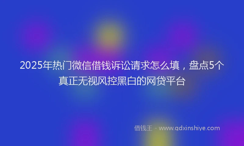 2025年热门微信借钱诉讼请求怎么填，盘点5个真正无视风控黑白的网贷平台