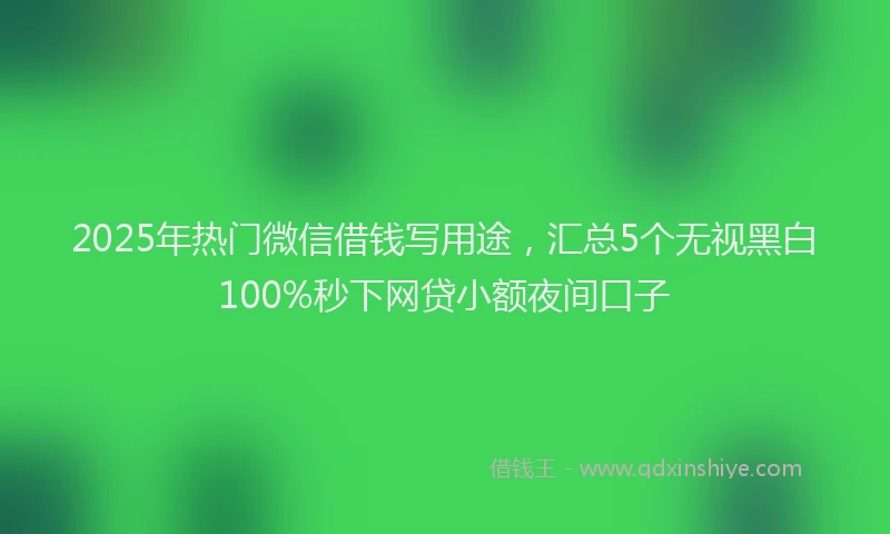 2025年热门微信借钱写用途，汇总5个无视黑白100%秒下网贷小额夜间口子