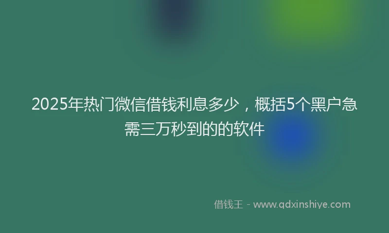 2025年热门微信借钱利息多少，概括5个黑户急需三万秒到的的软件