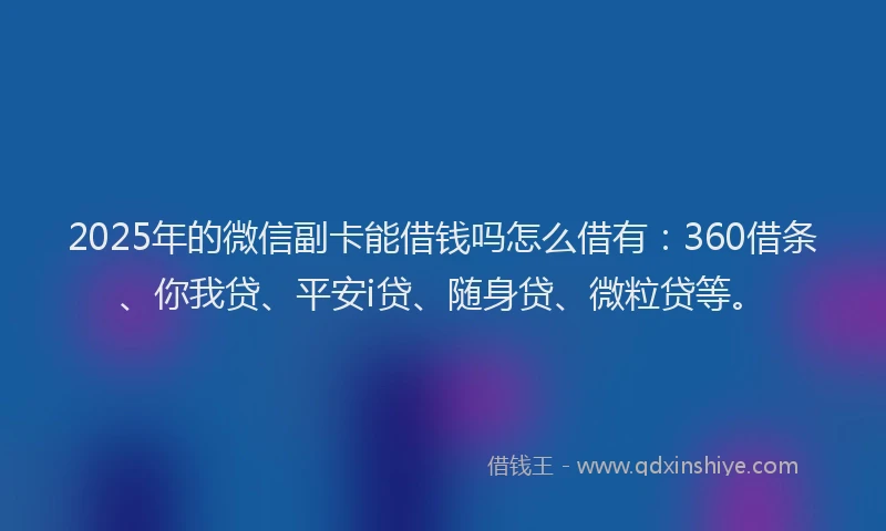 2025年的微信副卡能借钱吗怎么借有：360借条、你我贷、平安i贷、随身贷、微粒贷等。