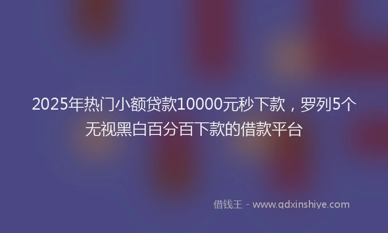 2025年热门小额贷款10000元秒下款，罗列5个无视黑白百分百下款的借款平台