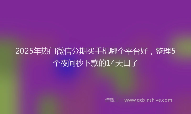 2025年热门微信分期买手机哪个平台好，整理5个夜间秒下款的14天口子