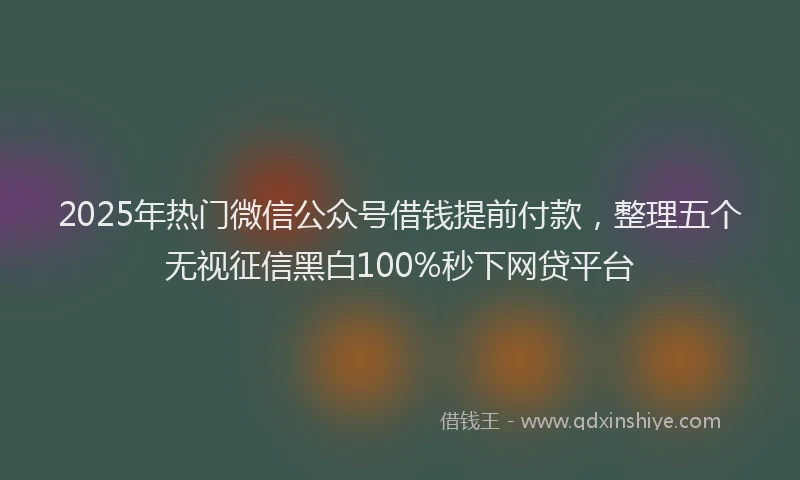 2025年热门微信公众号借钱提前付款，整理五个无视征信黑白100%秒下网贷平台