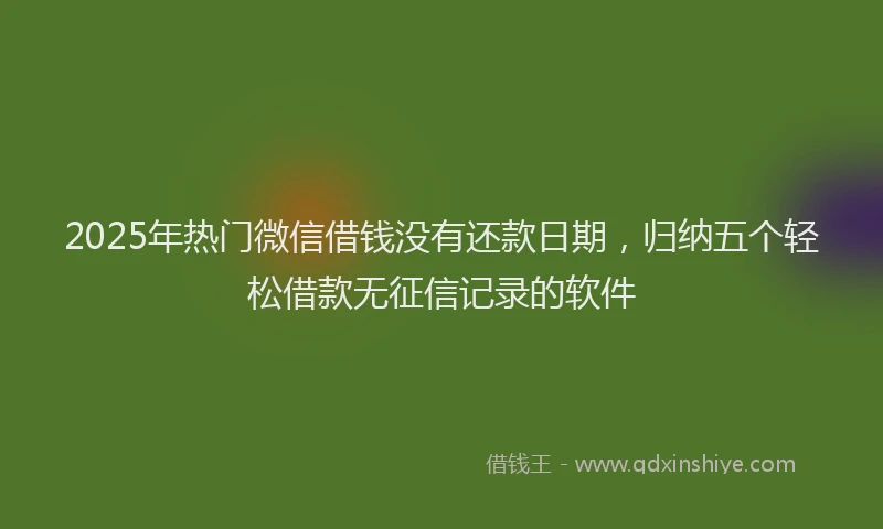2025年热门微信借钱没有还款日期，归纳五个轻松借款无征信记录的软件