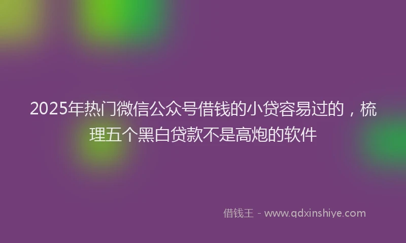 2025年热门微信公众号借钱的小贷容易过的，梳理五个黑白贷款不是高炮的软件