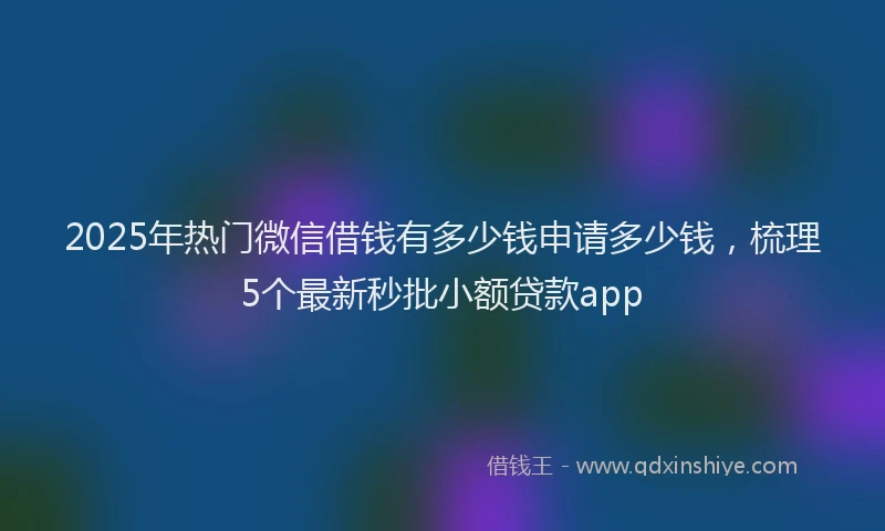 2025年热门微信借钱有多少钱申请多少钱，梳理5个最新秒批小额贷款app