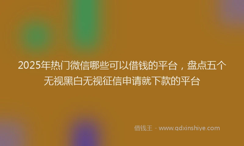 2025年热门微信哪些可以借钱的平台，盘点五个无视黑白无视征信申请就下款的平台