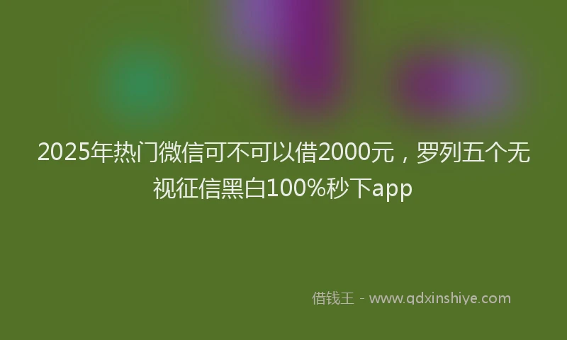 2025年热门微信可不可以借2000元，罗列五个无视征信黑白100%秒下app