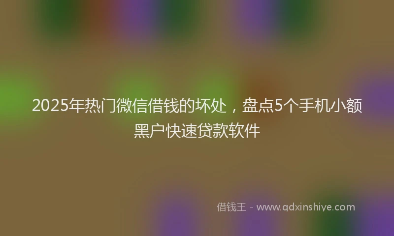 2025年热门微信借钱的坏处，盘点5个手机小额黑户快速贷款软件